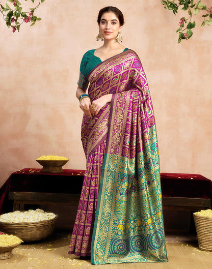 Magenta Silk Woven Patola Saree