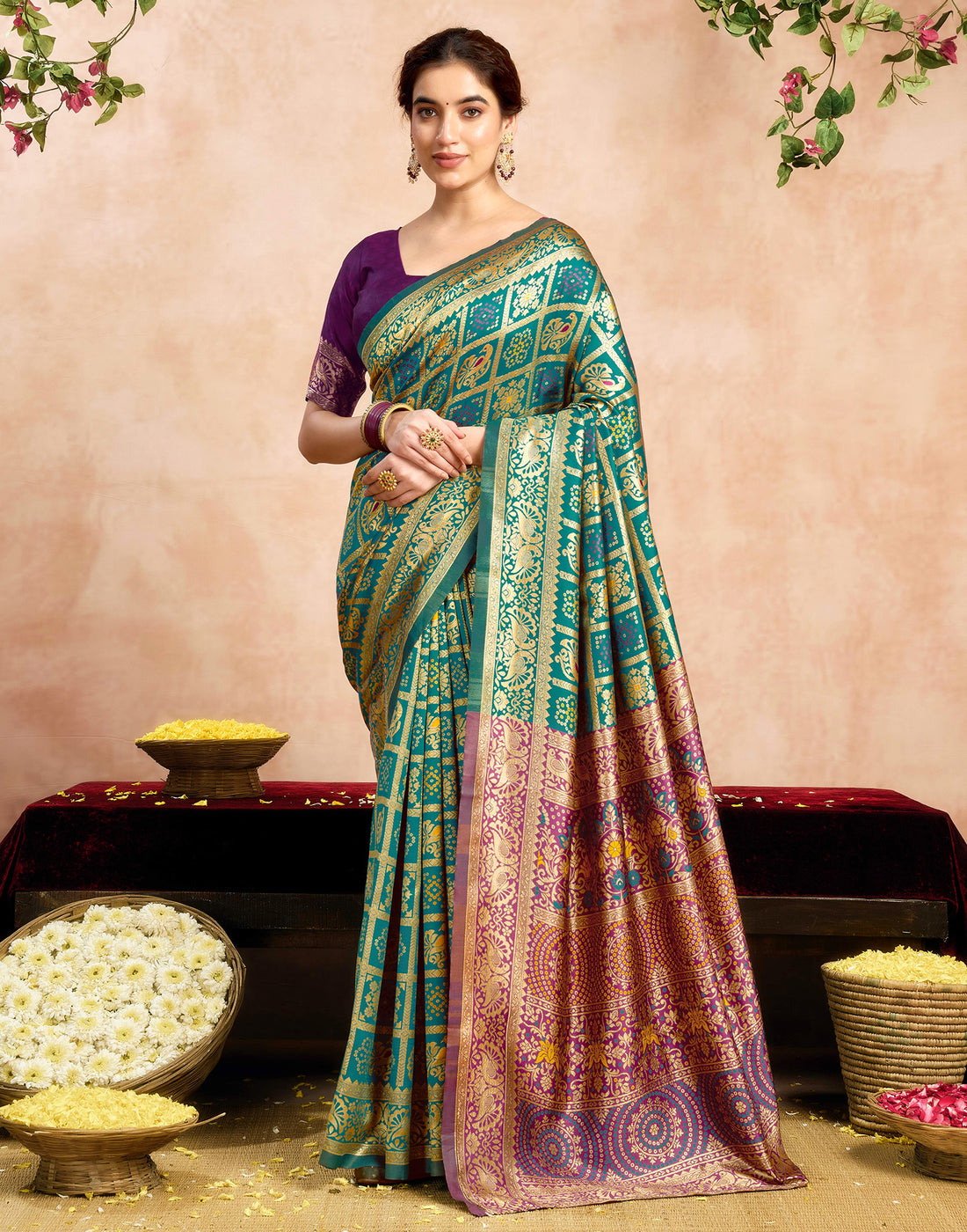 Green Silk Woven Patola Saree