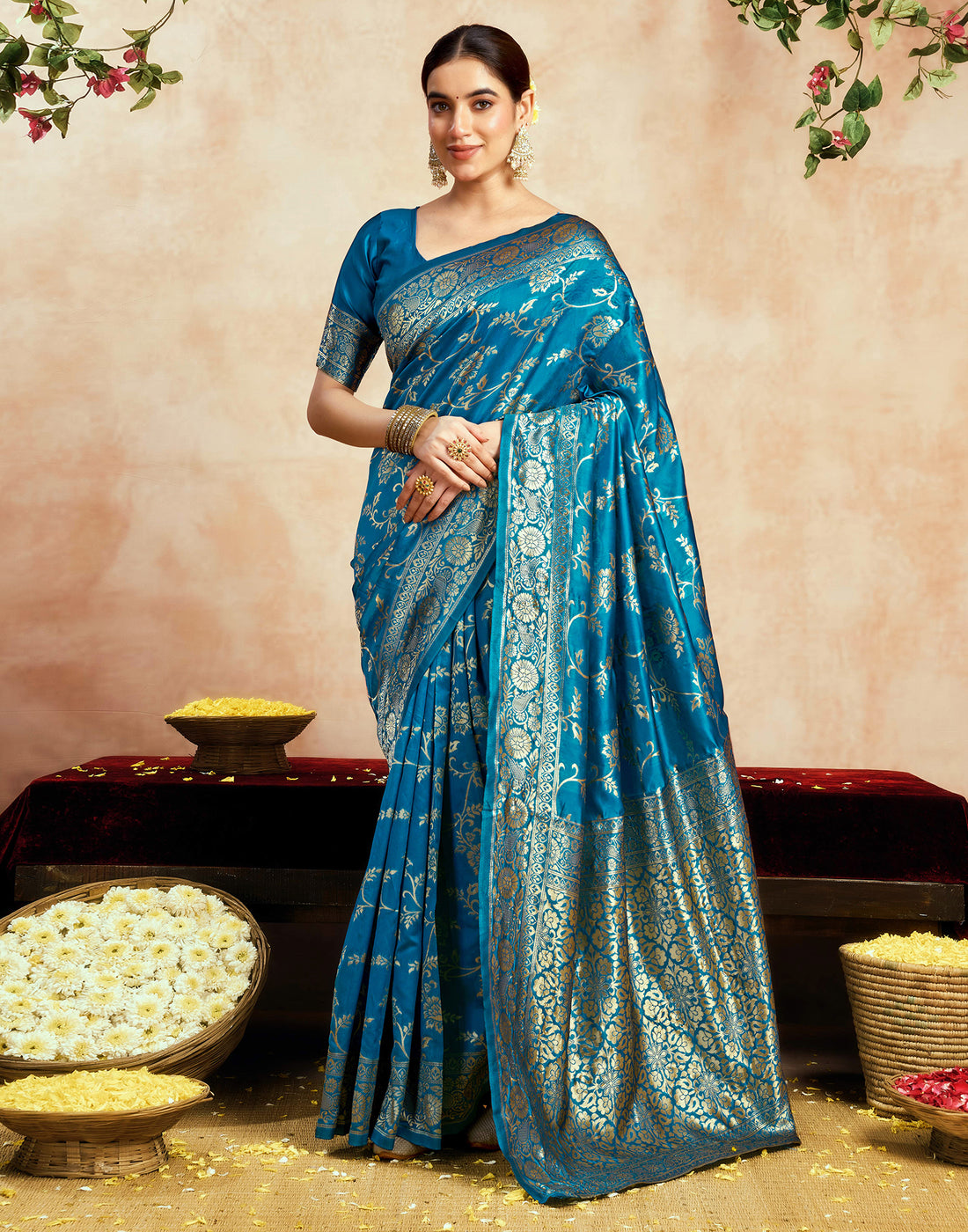 Blue Silk Woven Banarasi Saree