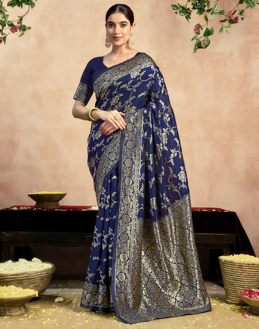 Blue Silk Woven Banarasi Saree