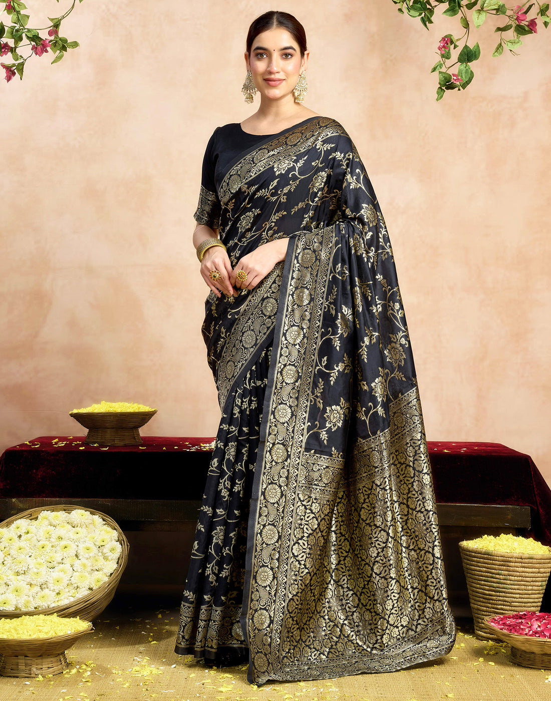 Black Silk Woven Banarasi Saree