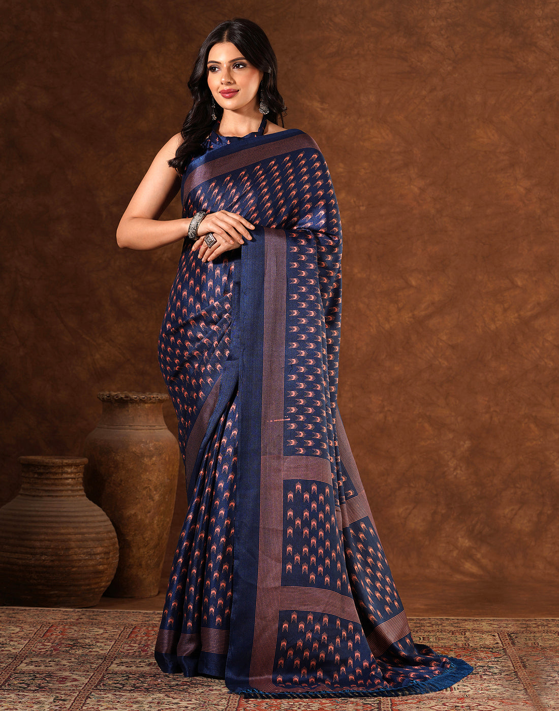 Blue Silk Printed Saree