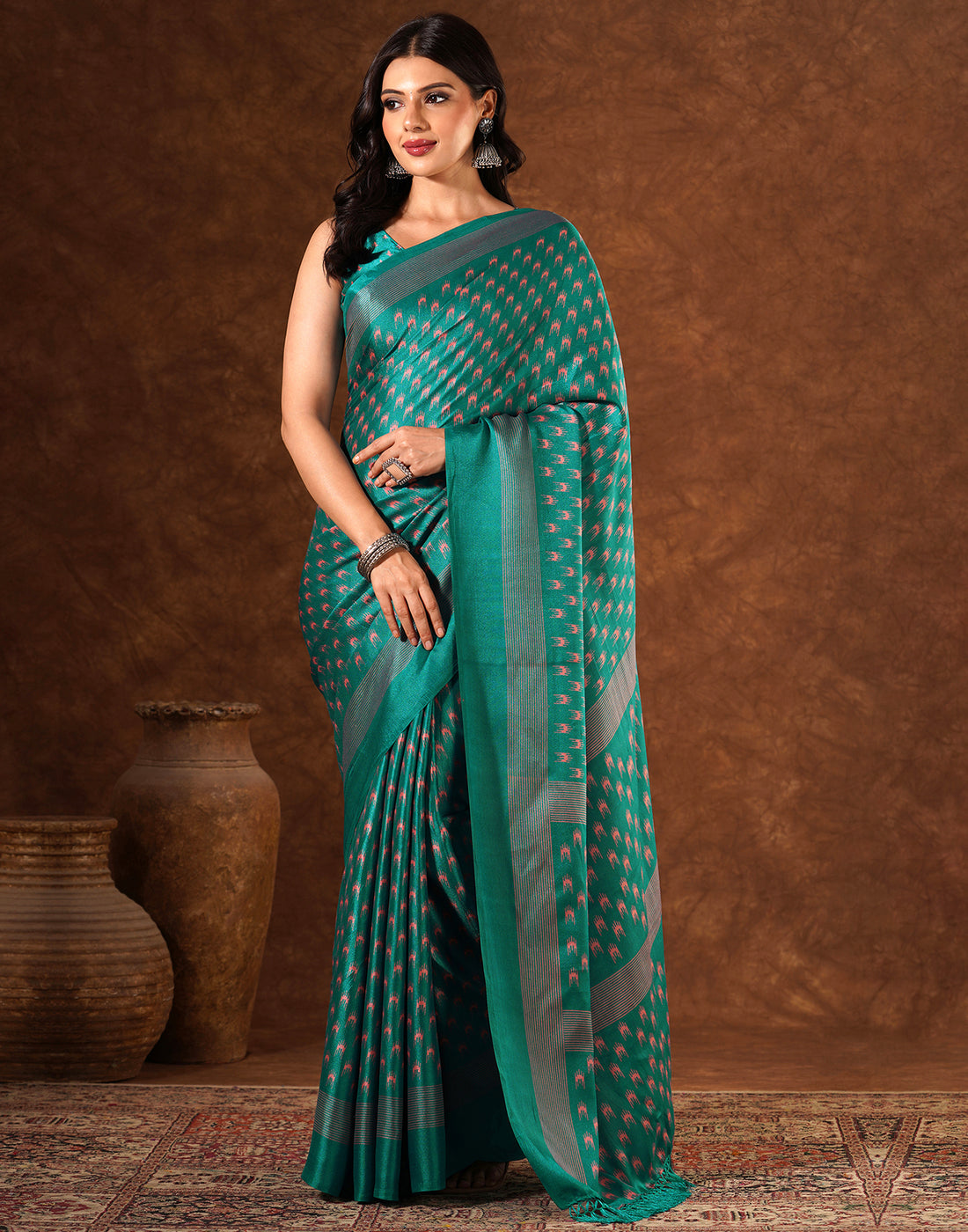 Green Silk Printed Saree