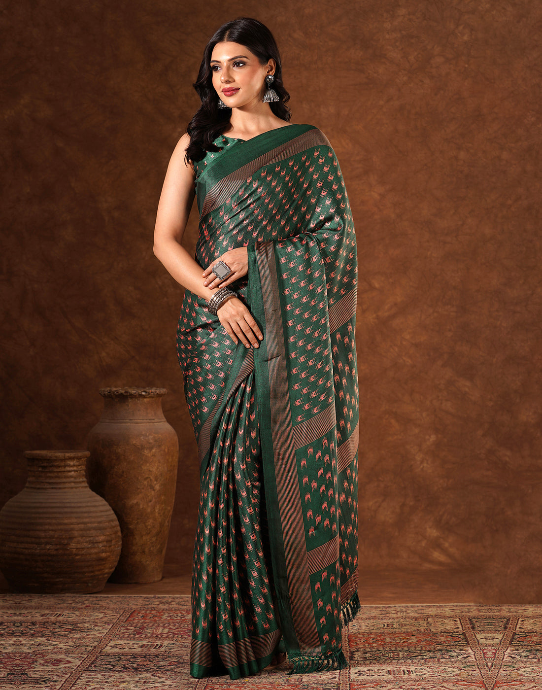 Green Silk Printed Saree