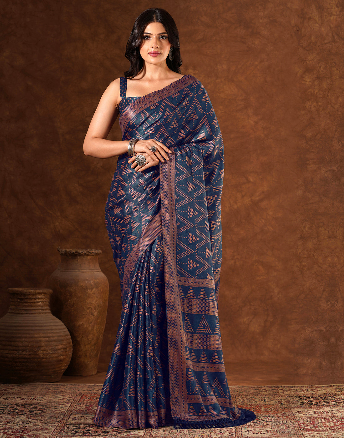 Blue Silk Printed Saree