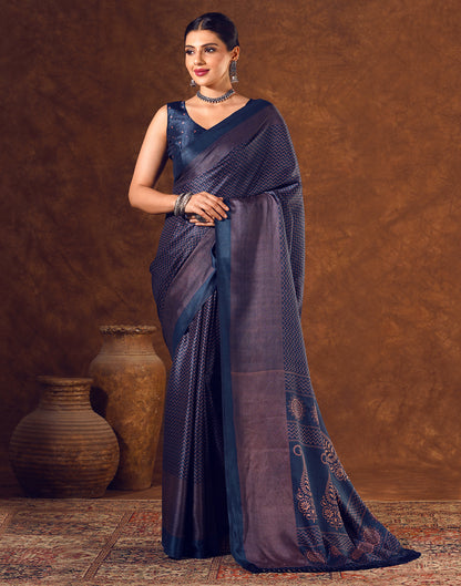 Blue Silk Printed Saree