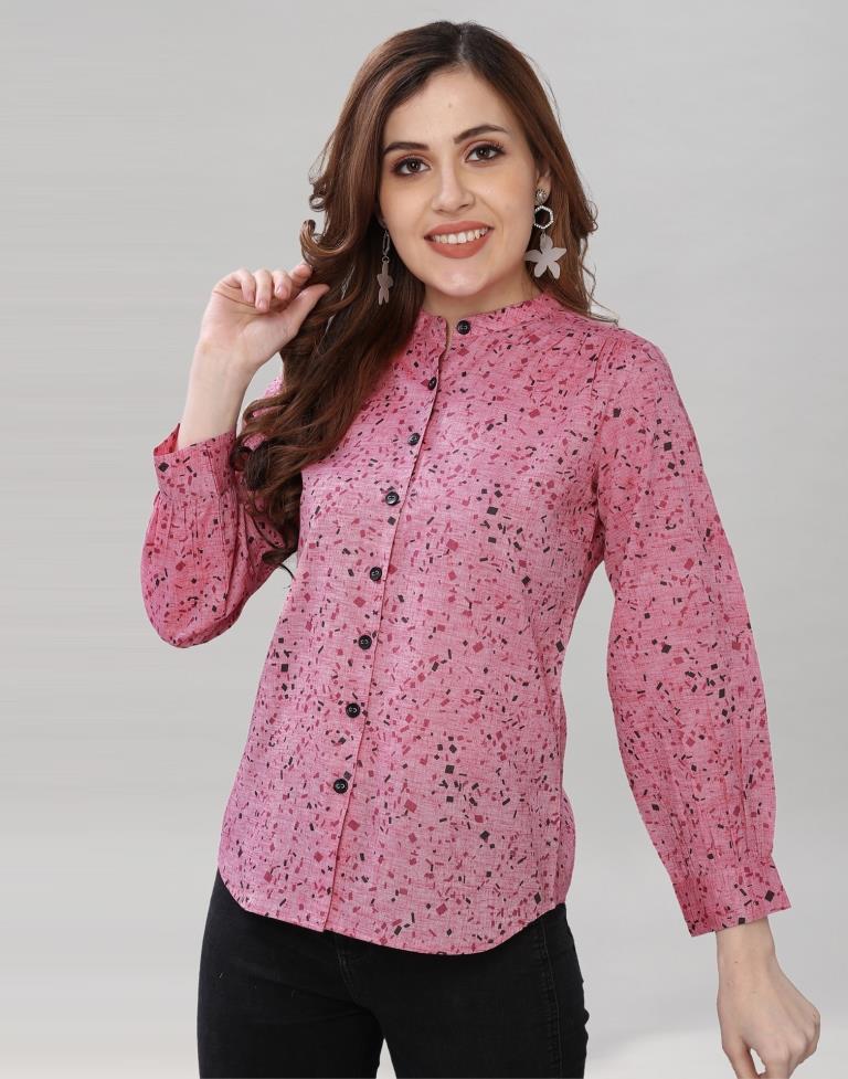 Pink Colored Cotton Printed Top | Sudathi