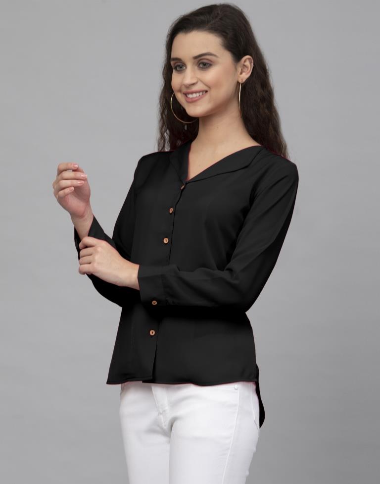 Ravishing Black Coloured Dyed Thick Georgette Tops | Sudathi