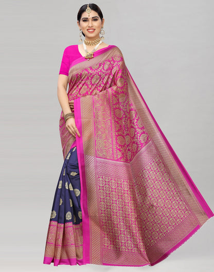 Pink Coloured Poly Silk Printed Saree | Sudathi