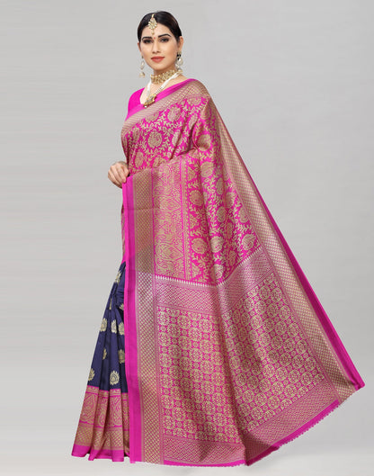 Pink Coloured Poly Silk Printed Saree | Sudathi