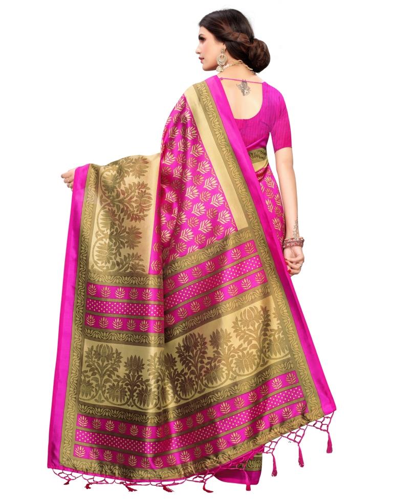 Pink Coloured Poly Silk Printed Saree | Sudathi