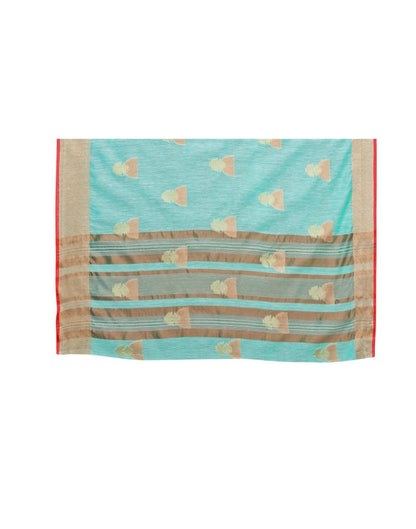 Sky Blue Cotton Slub Plain Saree | Sudathi