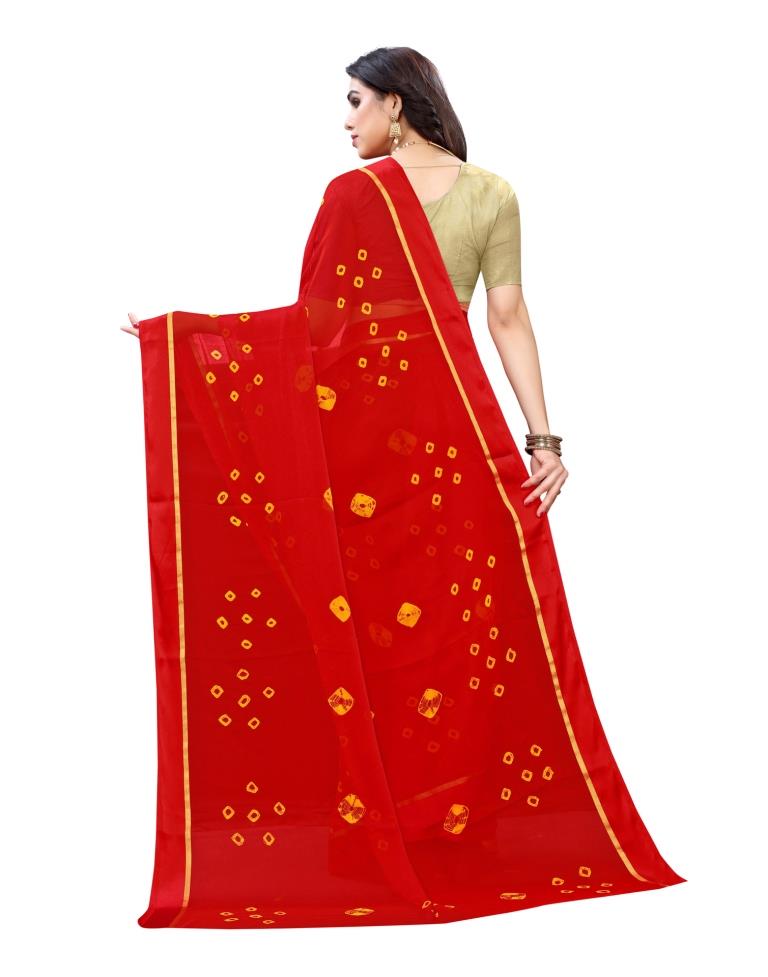 Red Coloured Chiffon Printed Casual saree | Sudathi