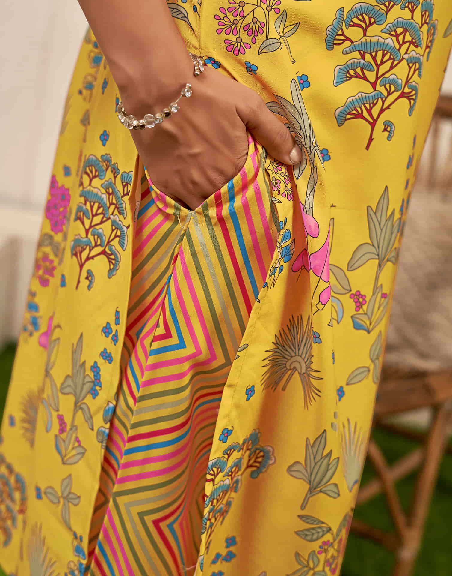 Yellow Printed Rayon Straight Kurta With Pant And Dupatta