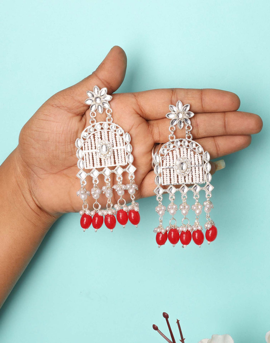 Red Gold Polish Dangle Earring