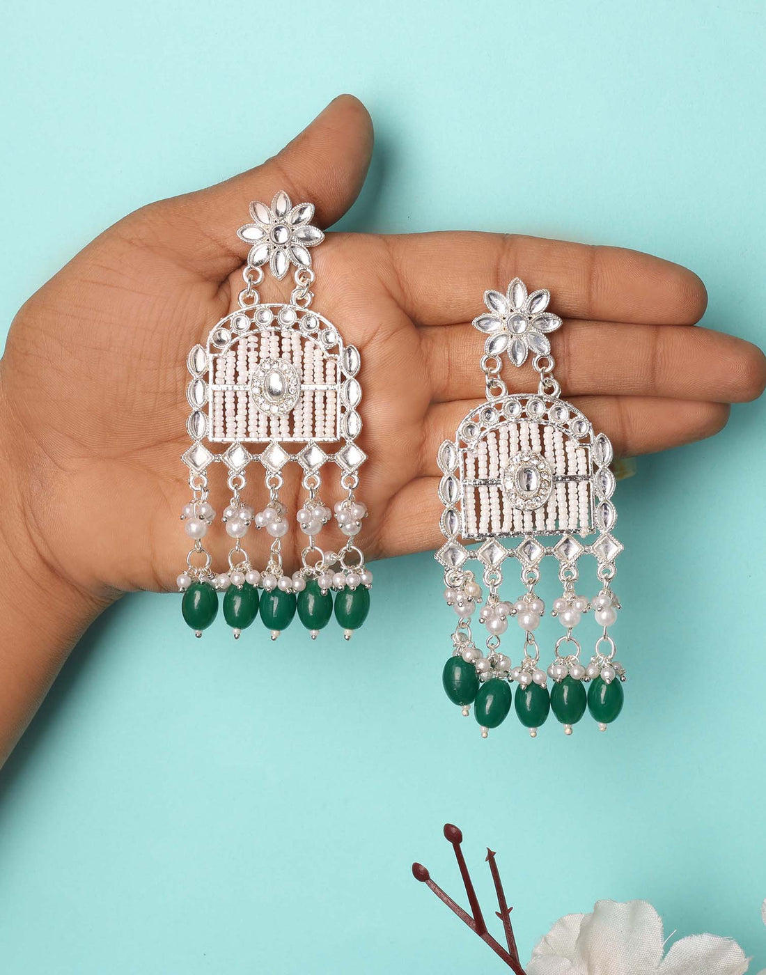 Green Gold Polish Dangle Earring