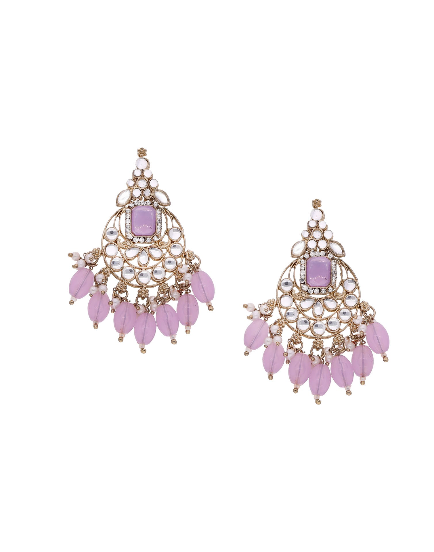 Lavender Gold Polish Drop Earring