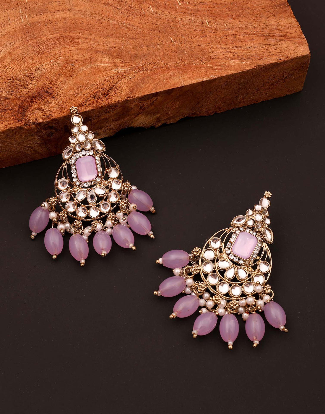 Lavender Gold Polish Drop Earring