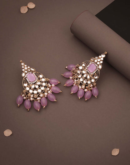 Lavender Gold Polish Drop Earring