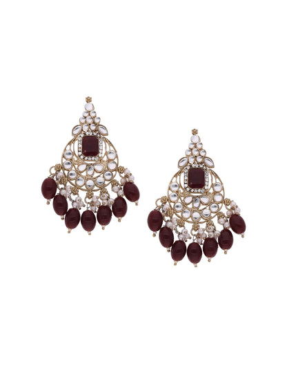 Maroon Gold Polish Drop Earring