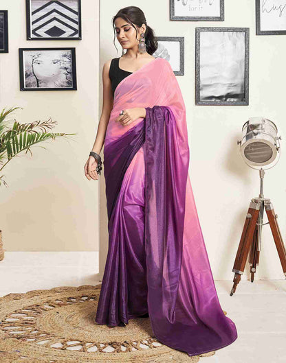 Ready To Wear Wine Georgette Plain Saree