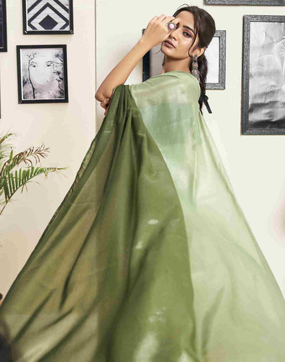 Ready To Wear Olive Green Georgette Plain Saree