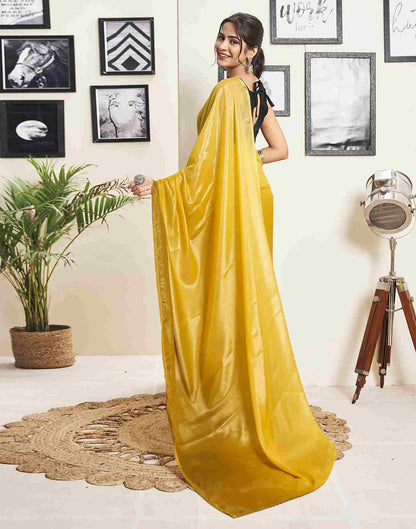 Ready To Wear Yellow Georgette Plain Saree