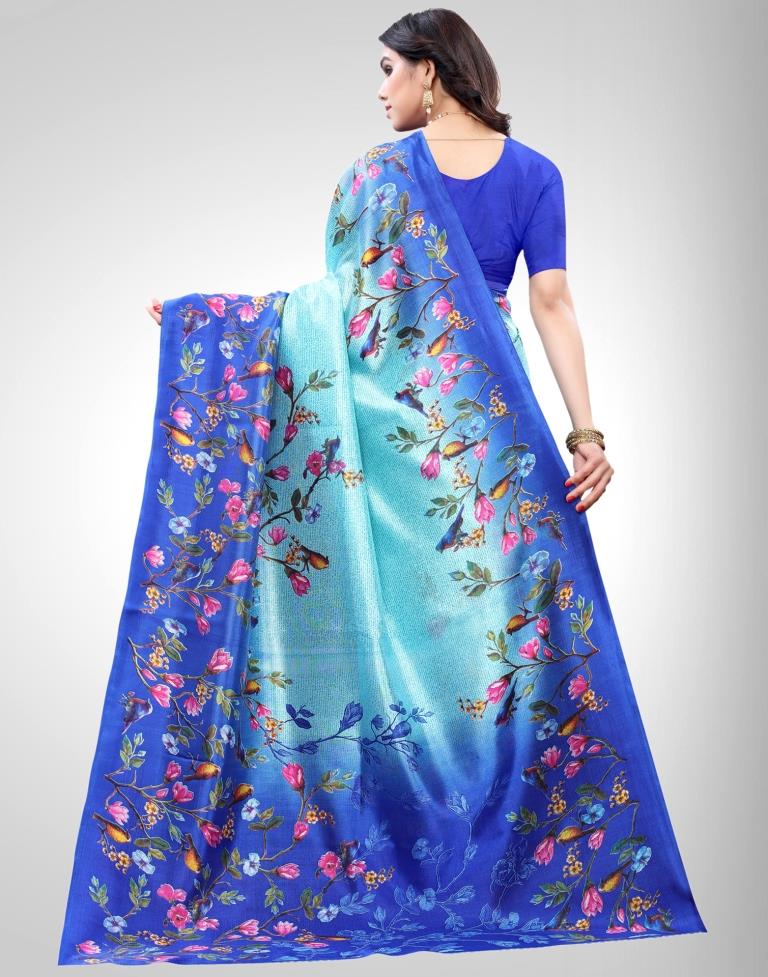 Sky Blue Coloured Poly Silk Printed Partywear saree | Sudathi