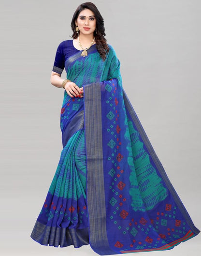Green Printed Cotton Saree | Sudathi