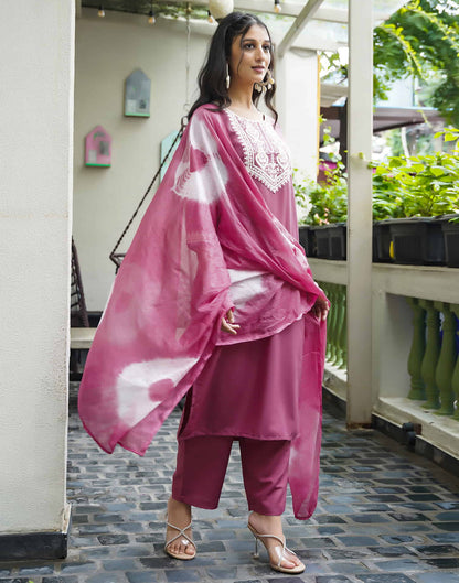 Dusty Pink Silk Sequence Straight Kurta Set With Dupatta