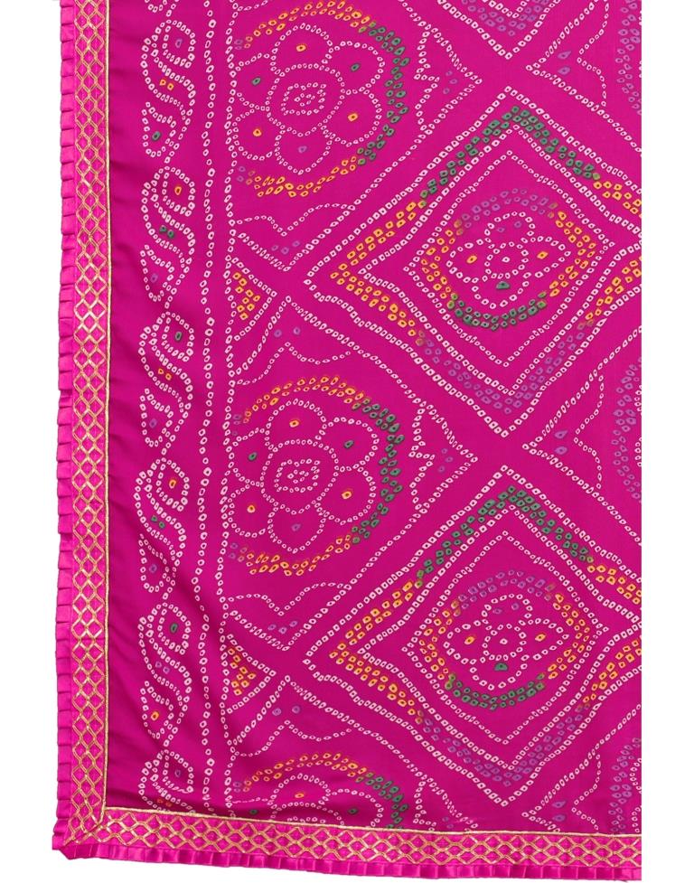 Pink Coloured Georgette Bandhani Printed Casual saree | Sudathi