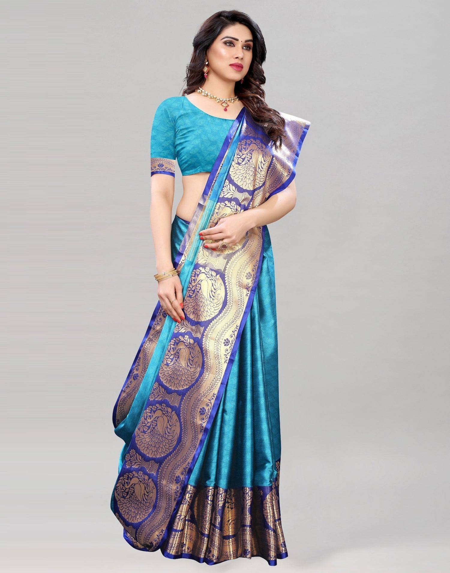 Turkish Blue Silk Saree | Sudathi