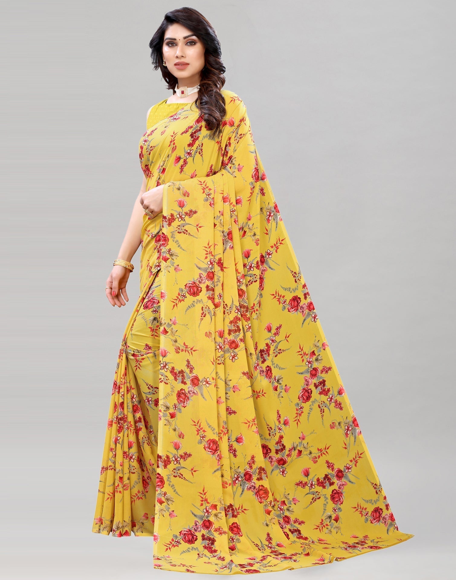Yellow Printed Saree | Sudathi