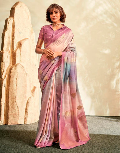 Pink Printed Modal Silk Saree