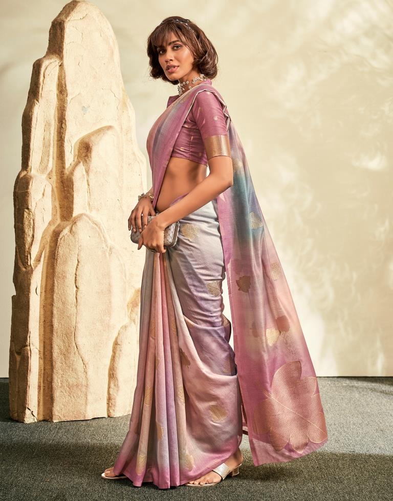 Pink Printed Modal Silk Saree