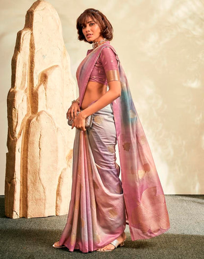 Pink Printed Modal Silk Saree