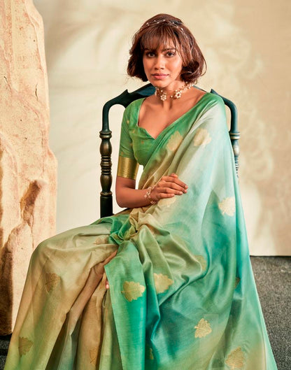 Green Printed Modal Silk Saree