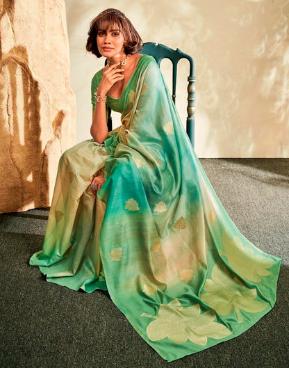 Green Printed Modal Silk Saree