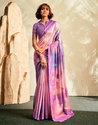 Purple Printed Modal Silk Saree