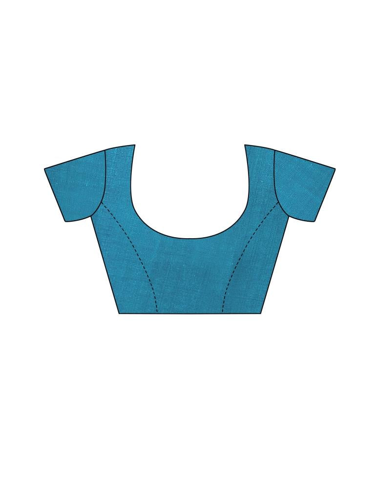 Teal Blue Coloured Khadi Silk Printed Partywear saree | Sudathi