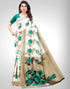 White Coloured Poly Silk Printed Partywear saree | Sudathi