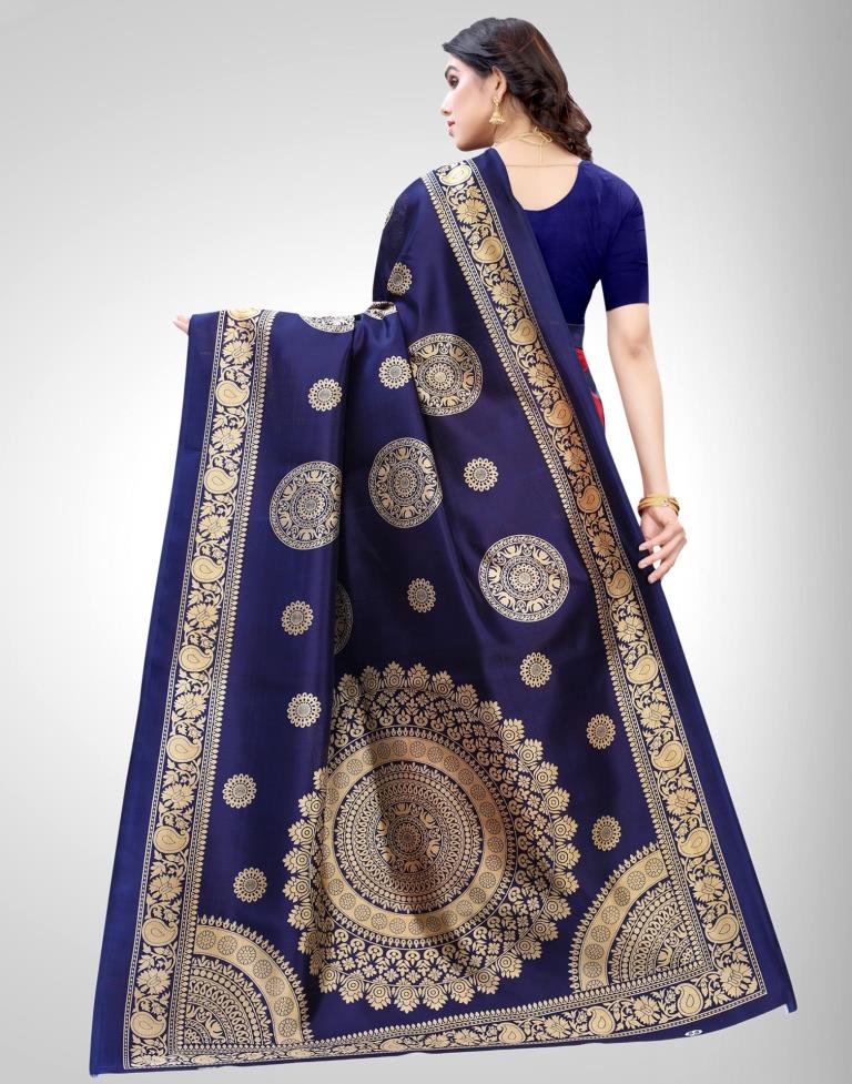 Navy Blue Coloured Poly Silk Printed Partywear saree | Sudathi