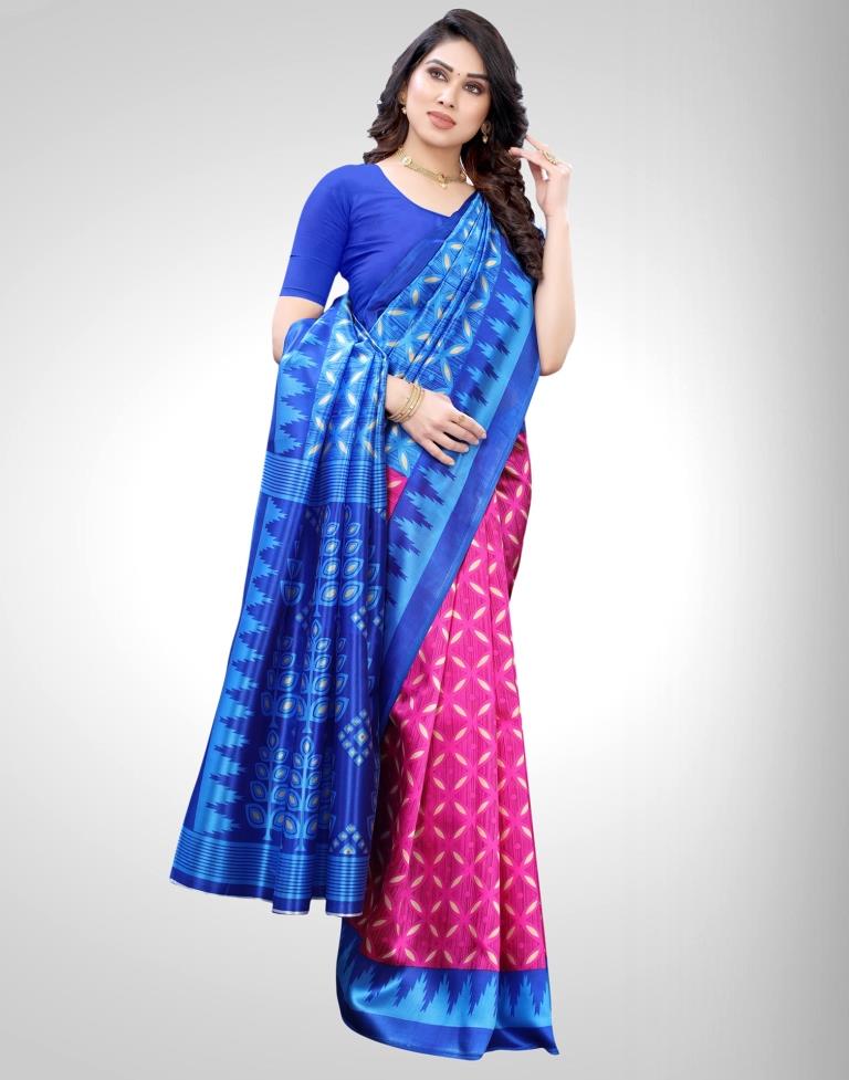 Sky Blue Coloured Poly Silk Printed Casual saree | Sudathi