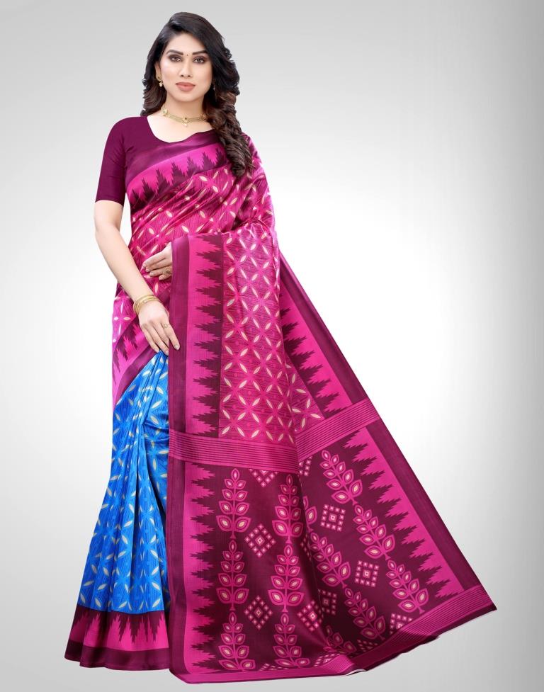 Pink Coloured Poly Silk Printed Partywear saree | Sudathi