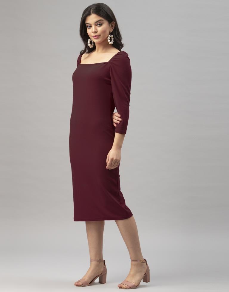 Maroon Knitted Dress | Sudathi