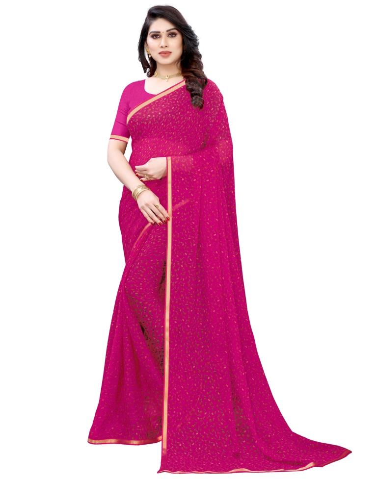 Pink Coloured Chiffon Printed Casual saree | Sudathi