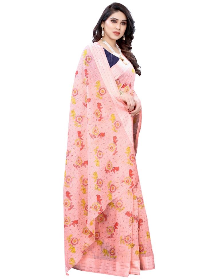 Light Pink Woven Cotton Plain Saree | Sudathi