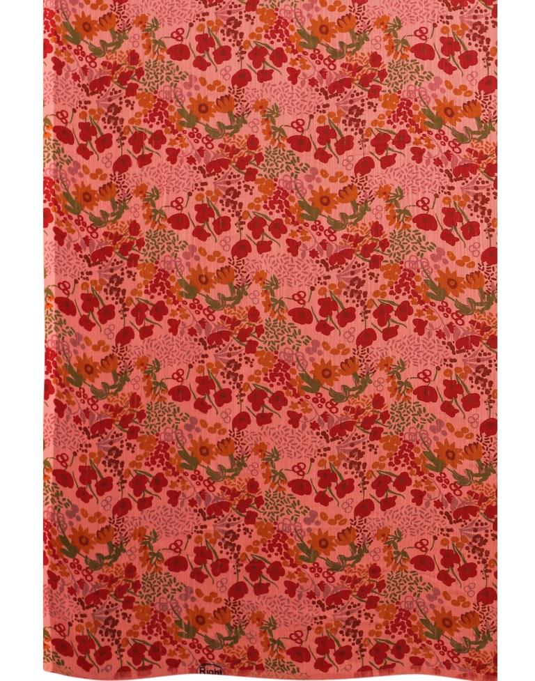 Peach Coloured Chiffon Printed Saree | Sudathi