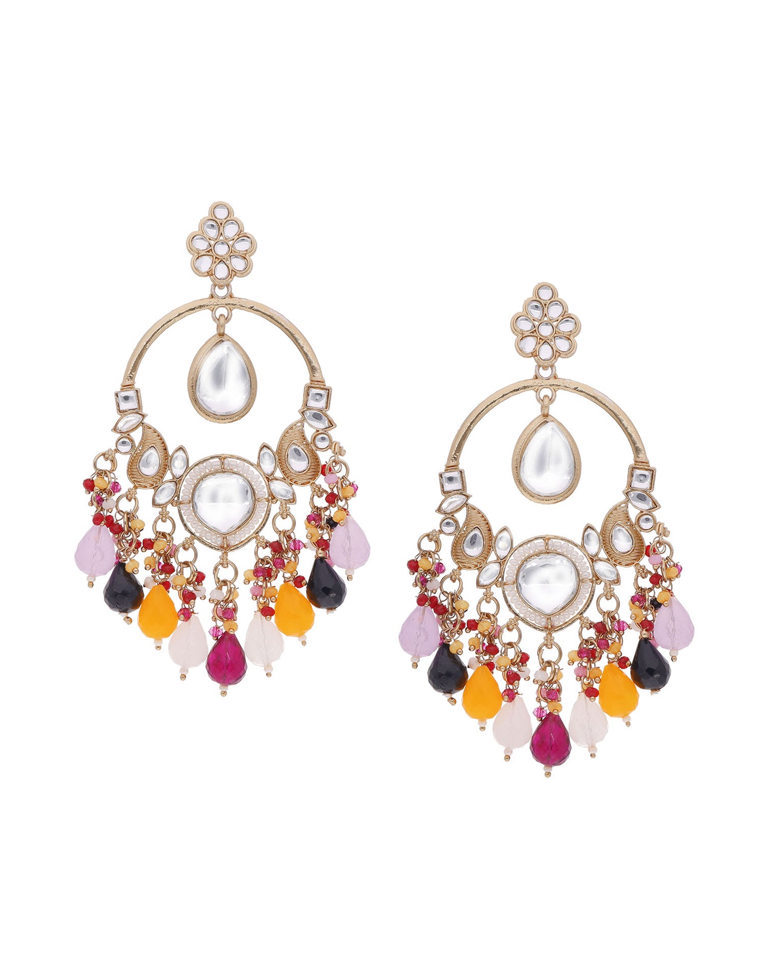 Multicolor Gold Polish Dangle Earring