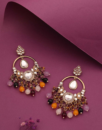 Multicolor Gold Polish Dangle Earring